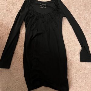 Guess black body con dress with fringe